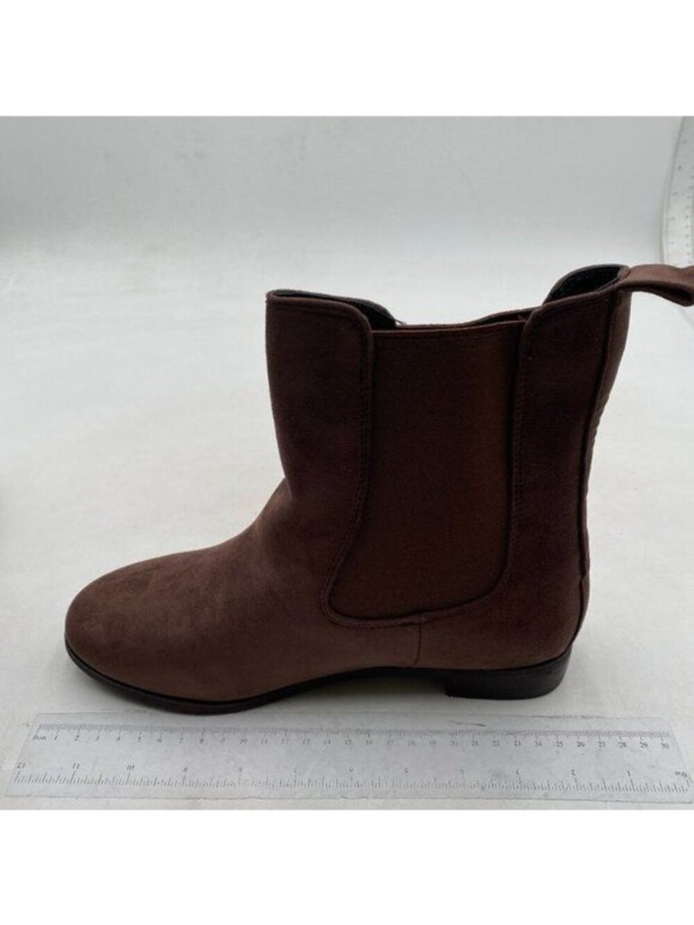 Ankle Boots for Women , Chelsea Style Suede Boots with Block Heel , Brown Shoes